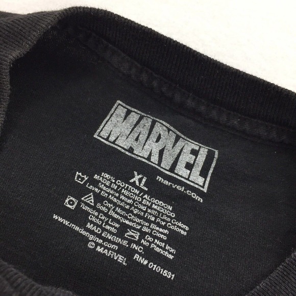 Marvel Deadpool Many Faces Funny Short Sleeve T-Shirt XL Adult Black Orange - Picture 3 of 5